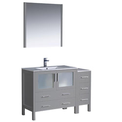 Fresca Torino 48" Gray Modern Bathroom Vanity w/ Side Cabinet & Integrated Sink - Luxe Bathroom Vanities