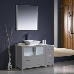 Fresca Torino 48" Gray Modern Bathroom Vanity w/ Side Cabinet & Vessel Sink - Luxe Bathroom Vanities