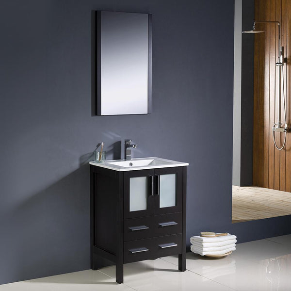 Fresca Torino 24" Espresso Modern Bathroom Vanity w/ Integrated Sink - Luxe Bathroom Vanities