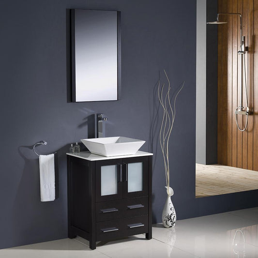 Fresca Torino 24" Espresso Modern Bathroom Vanity w/ Vessel Sink - Luxe Bathroom Vanities
