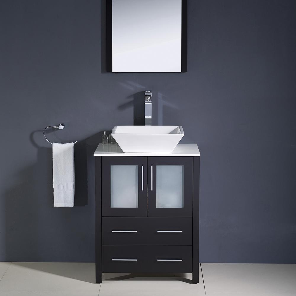 Fresca Torino 24" Espresso Modern Bathroom Vanity w/ Vessel Sink - Luxe Bathroom Vanities