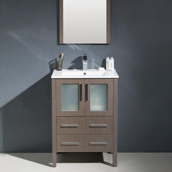 Fresca Torino 24" Gray Oak Modern Bathroom Vanity w/ Integrated Sink - Luxe Bathroom Vanities