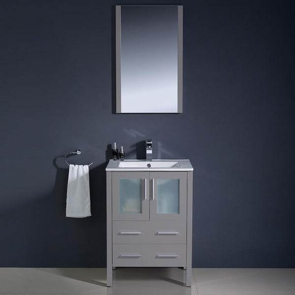 Fresca Torino 24" Gray Modern Bathroom Vanity w/ Integrated Sink - Luxe Bathroom Vanities