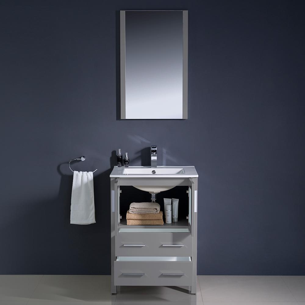 Fresca Torino 24" Gray Modern Bathroom Vanity w/ Integrated Sink - Luxe Bathroom Vanities