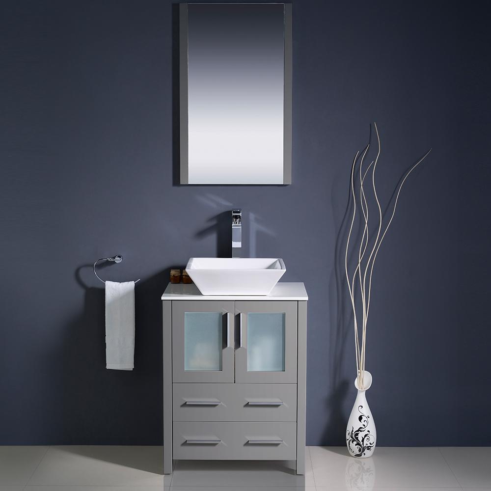 Fresca Torino 24" Gray Modern Bathroom Vanity w/ Vessel Sink - Luxe Bathroom Vanities