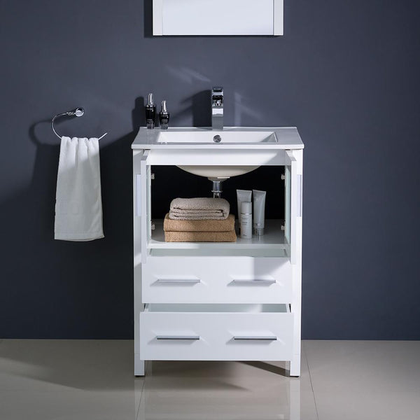 Fresca Torino 24" White Modern Bathroom Vanity w/ Integrated Sink - Luxe Bathroom Vanities