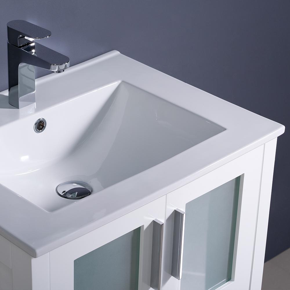 Fresca Torino 24" White Modern Bathroom Vanity w/ Integrated Sink - Luxe Bathroom Vanities