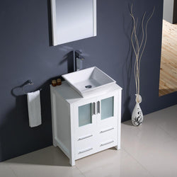 Fresca Torino 24" White Modern Bathroom Vanity w/ Vessel Sink - Luxe Bathroom Vanities