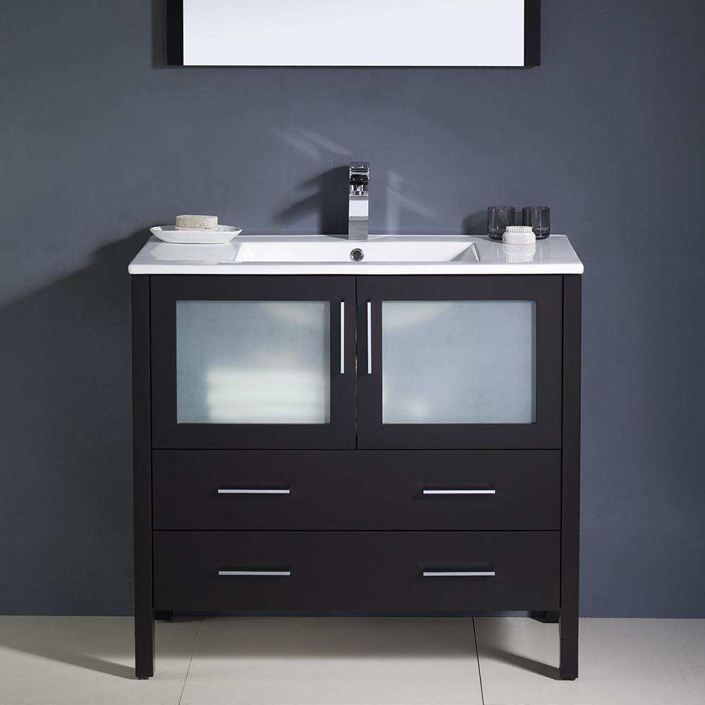 Fresca Torino 36" Espresso Modern Bathroom Vanity w/ Integrated Sink - Luxe Bathroom Vanities