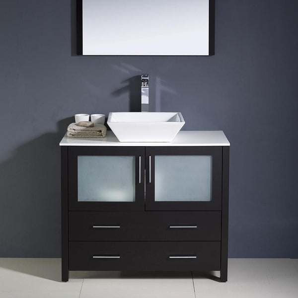 Fresca Torino 36" Espresso Modern Bathroom Vanity w/ Vessel Sink - Luxe Bathroom Vanities