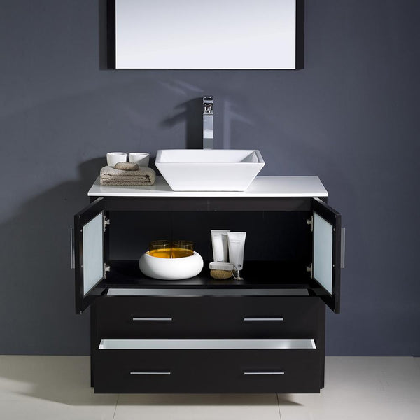 Fresca Torino 36" Espresso Modern Bathroom Vanity w/ Vessel Sink - Luxe Bathroom Vanities