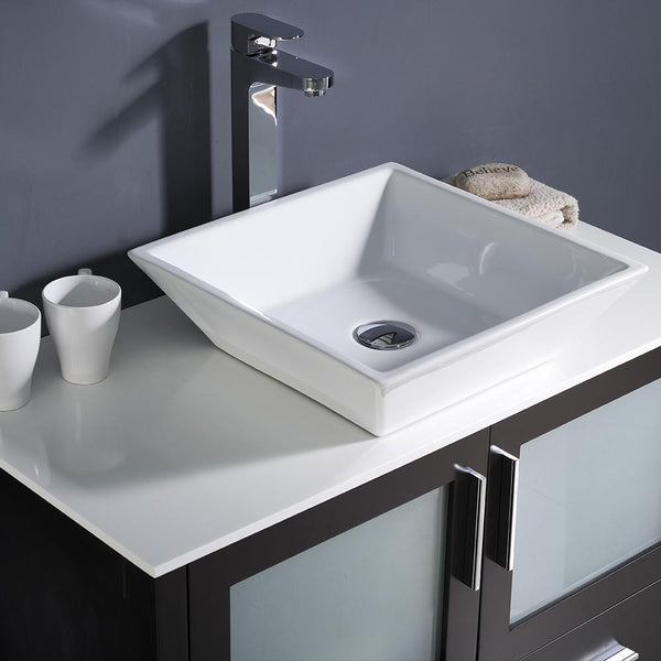 Fresca Torino 36" Espresso Modern Bathroom Vanity w/ Vessel Sink - Luxe Bathroom Vanities