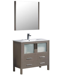 Fresca Torino 36" Gray Oak Modern Bathroom Vanity w/ Integrated Sink - Luxe Bathroom Vanities