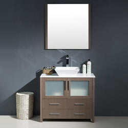 Fresca Torino 36" Gray Oak Modern Bathroom Vanity w/ Vessel Sink - Luxe Bathroom Vanities