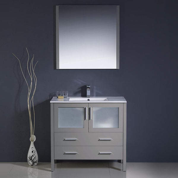 Fresca Torino 36" Gray Modern Bathroom Vanity w/ Integrated Sink - Luxe Bathroom Vanities