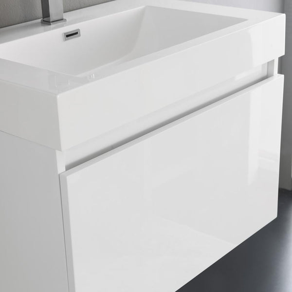 Fresca Mezzo 30" White Wall Hung Modern Bathroom Vanity w/ Medicine Cabinet - Luxe Bathroom Vanities