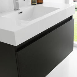 Fresca Mezzo 36" Black Wall Hung Modern Bathroom Vanity w/ Medicine Cabinet - Luxe Bathroom Vanities
