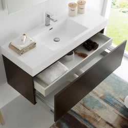 Fresca Mezzo 48" Gray Oak Wall Hung Modern Bathroom Vanity w/ Medicine Cabinet - Luxe Bathroom Vanities