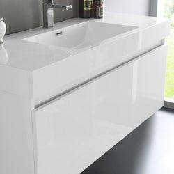 Fresca Mezzo 48" White Wall Hung Modern Bathroom Vanity w/ Medicine Cabinet - Luxe Bathroom Vanities