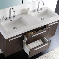 Fresca Opulento 54" Gray Oak Modern Double Sink Bathroom Vanity w/ Medicine Cabinet - Luxe Bathroom Vanities