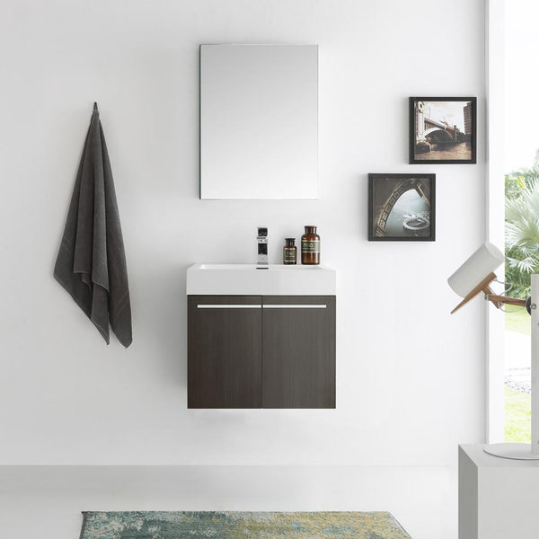 Fresca Alto 23" Gray Oak Wall Hung Modern Bathroom Vanity w/ Medicine Cabinet - Luxe Bathroom Vanities