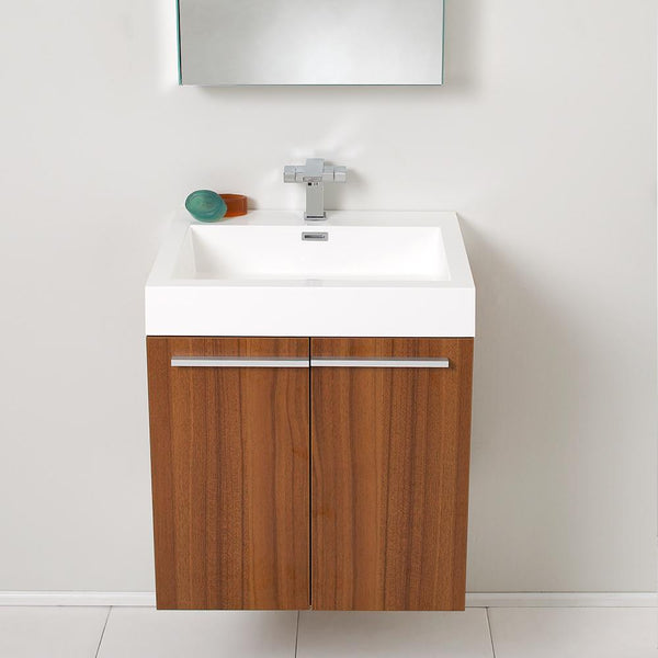 Fresca Alto 23" Teak Modern Bathroom Vanity w/ Medicine Cabinet - Luxe Bathroom Vanities