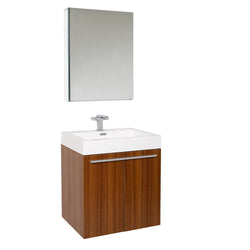 Fresca Alto 23" Teak Modern Bathroom Vanity w/ Medicine Cabinet - Luxe Bathroom Vanities