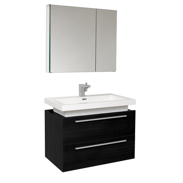 Fresca Medio 32" Black Modern Bathroom Vanity w/ Medicine Cabinet - Luxe Bathroom Vanities