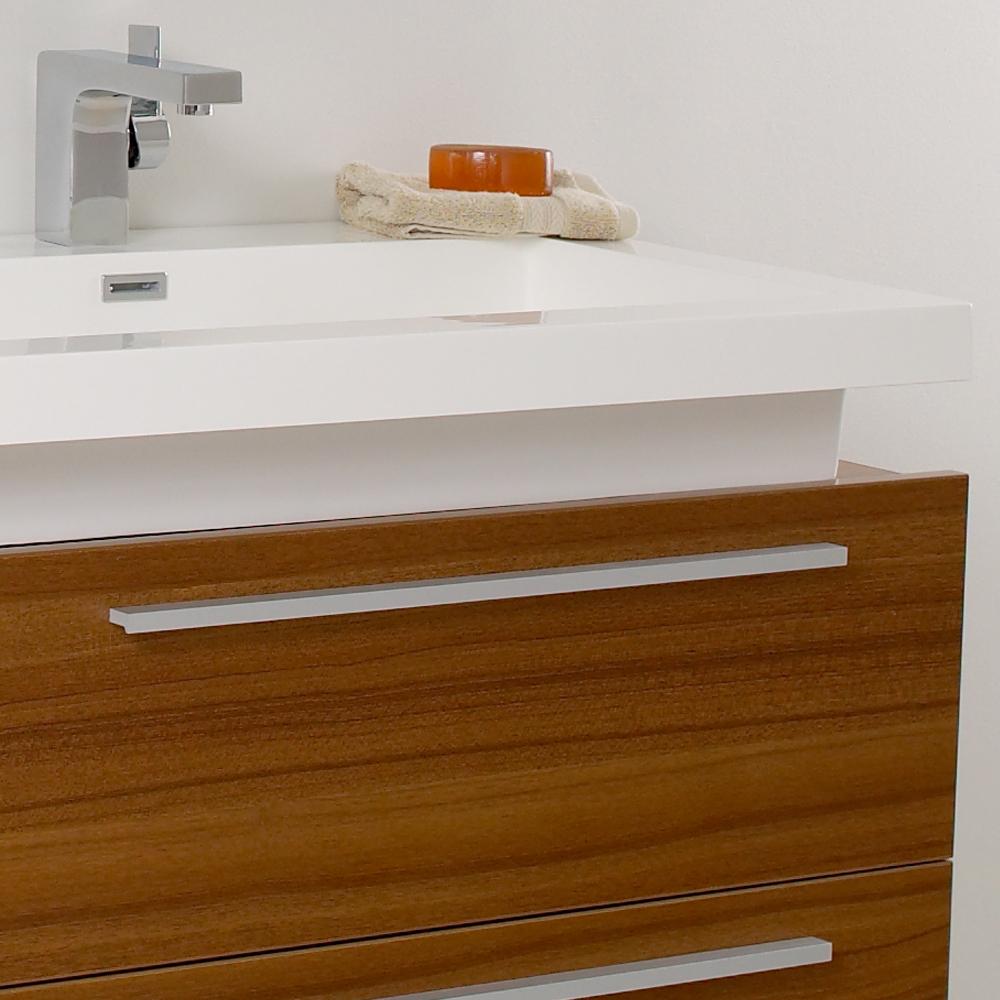 Fresca Medio 32" Teak Modern Bathroom Vanity w/ Medicine Cabinet - Luxe Bathroom Vanities