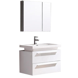 Fresca Medio 32" White Modern Bathroom Vanity w/ Medicine Cabinet - Luxe Bathroom Vanities