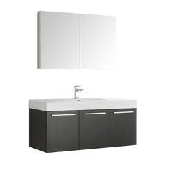 Fresca Vista 48" Black Wall Hung Modern Bathroom Vanity w/ Medicine Cabinet - Luxe Bathroom Vanities
