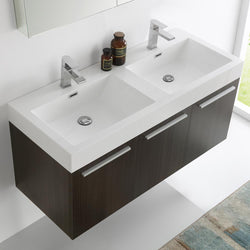 Fresca Vista 48" Gray Oak Wall Hung Double Sink Modern Bathroom Vanity w/ Medicine Cabinet - Luxe Bathroom Vanities