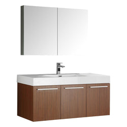 Fresca Vista 48" Teak Wall Hung Modern Bathroom Vanity w/ Medicine Cabinet - Luxe Bathroom Vanities