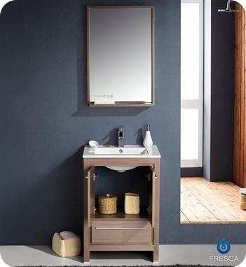 Fresca Allier 24" Gray Oak Modern Bathroom Vanity w/ Mirror - Luxe Bathroom Vanities