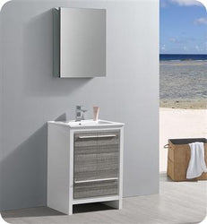 Fresca Allier Rio 24" Ash Gray Modern Bathroom Vanity w/ Medicine Cabinet - Luxe Bathroom Vanities