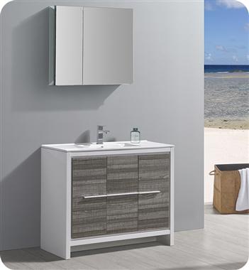Fresca Allier Rio 40" Ash Gray Modern Bathroom Vanity w/ Medicine Cabinet - Luxe Bathroom Vanities