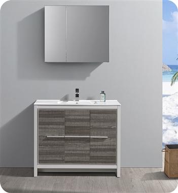 Fresca Allier Rio 40" Ash Gray Modern Bathroom Vanity w/ Medicine Cabinet - Luxe Bathroom Vanities