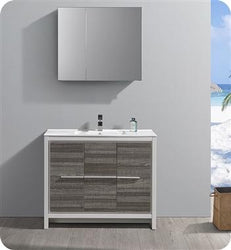 Fresca Allier Rio 40" Ash Gray Modern Bathroom Vanity w/ Medicine Cabinet - Luxe Bathroom Vanities