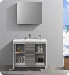 Fresca Allier Rio 40" Ash Gray Modern Bathroom Vanity w/ Medicine Cabinet - Luxe Bathroom Vanities