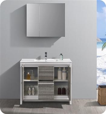 Fresca Allier Rio 40" Ash Gray Modern Bathroom Vanity w/ Medicine Cabinet - Luxe Bathroom Vanities