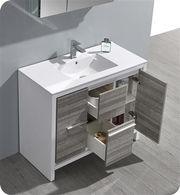 Fresca Allier Rio 40" Ash Gray Modern Bathroom Vanity w/ Medicine Cabinet - Luxe Bathroom Vanities