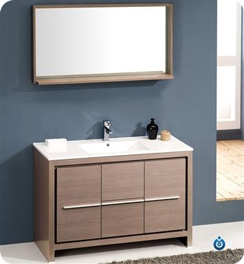Fresca Allier 48" Gray Oak Modern Bathroom Vanity w/ Mirror - Luxe Bathroom Vanities