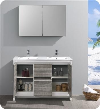 Fresca Allier Rio 48" Ash Gray Double Sink Modern Bathroom Vanity w/ Medicine Cabinet - Luxe Bathroom Vanities