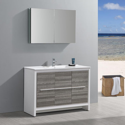 Fresca Allier Rio 48" Ash Gray Single Sink Modern Bathroom Vanity w/ Medicine Cabinet - Luxe Bathroom Vanities