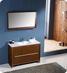Fresca Allier 48" Wenge Brown Modern Double Sink Bathroom Vanity w/ Mirror - Luxe Bathroom Vanities