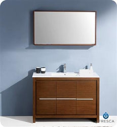 Fresca Allier 48" Wenge Brown Modern Double Sink Bathroom Vanity w/ Mirror - Luxe Bathroom Vanities