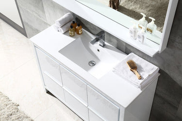 Fresca Allier 48" White Modern Bathroom Vanity w/ Mirror - Luxe Bathroom Vanities
