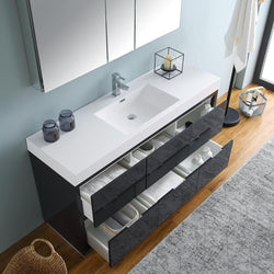 Fresca Valencia 60" Dark Slate Gray Free Standing Modern Bathroom Vanity w/ Medicine Cabinet - Luxe Bathroom Vanities