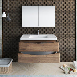Fresca Tuscany 40" Rosewood Wall Hung Modern Bathroom Vanity w/ Medicine Cabinet - Luxe Bathroom Vanities