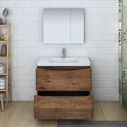 Fresca Tuscany 36" Rosewood Free Standing Modern Bathroom Vanity w/ Medicine Cabinet - Luxe Bathroom Vanities